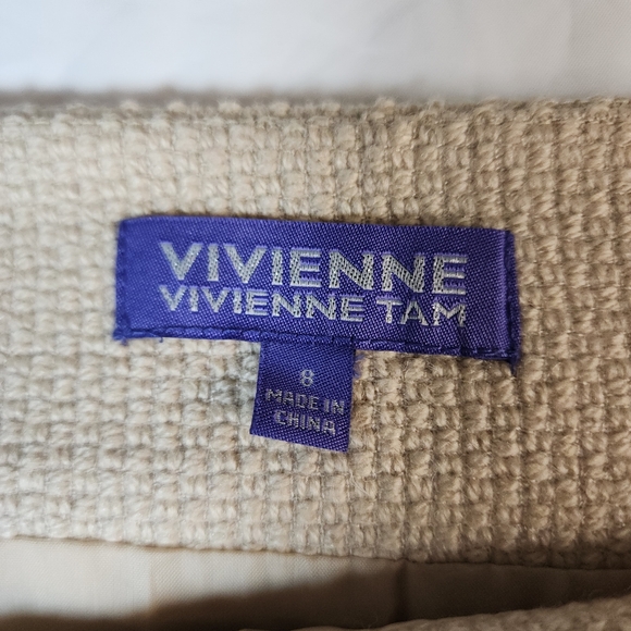 Vivienne Tam Beige Wool Textured A-Line Mini Skirt with Button Pockets Size 8 - Picture 3 of 12